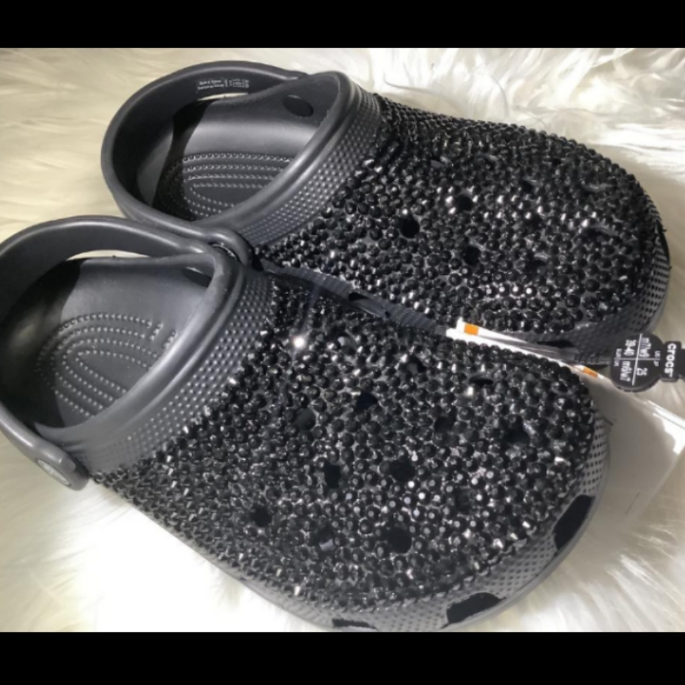 Black Out Bedazzled Crocs